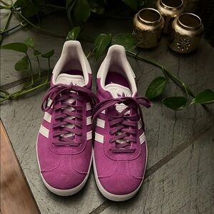 adidas Purple Sneakers with Suede Texture and White Soles